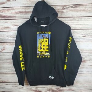 RVCA Mens XL Black Bruce Lee Graphic Pullover Hoodie